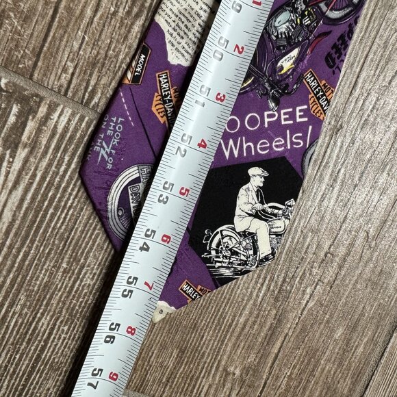 Harley Davidson Silk Tie Motorcycle 1994 90s Nicole Miller Vintage Purple Hummer - Picture 5 of 6